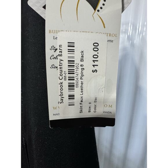 Lisette A-Line Skirt W/Leather Piping In Black Women’s Size 8 NWT - Picture 4 of 5